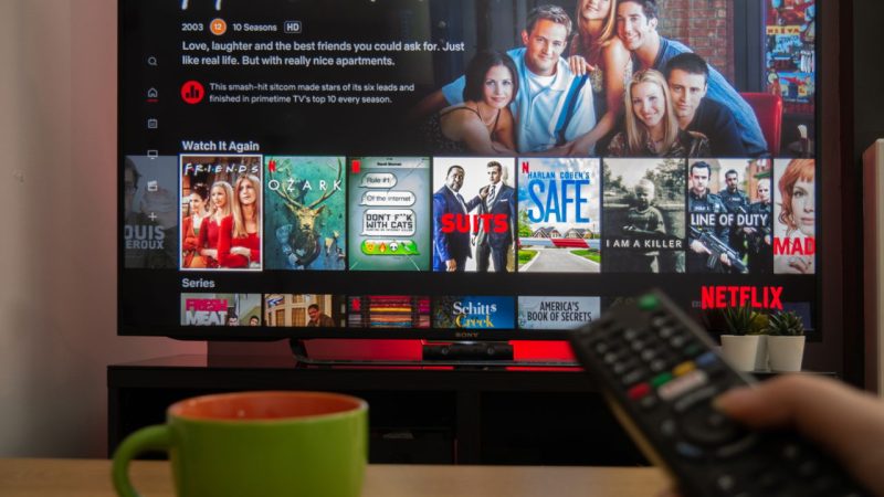 UK, March 2020: TV Television Friends TV sitcom on netflix screen
